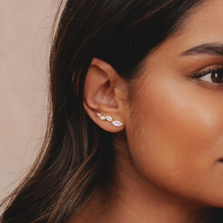 Moonstone Climber Earrings