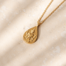 Lakshmi necklace with gold pendant featuring Hindu goddess in 18k plating by Rani and Co womens jewellery