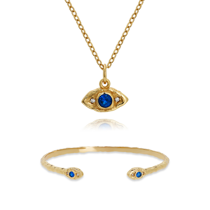 Evil Eye Necklace & Bracelet Set