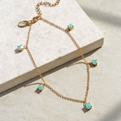 Amazonite crystal charm gold anklet