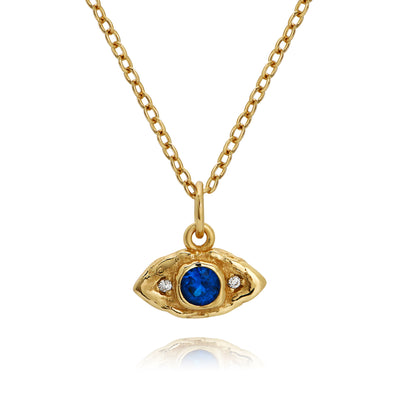 evil eye organic molten hammered gold pendant necklace, Rani & Co. jewellery