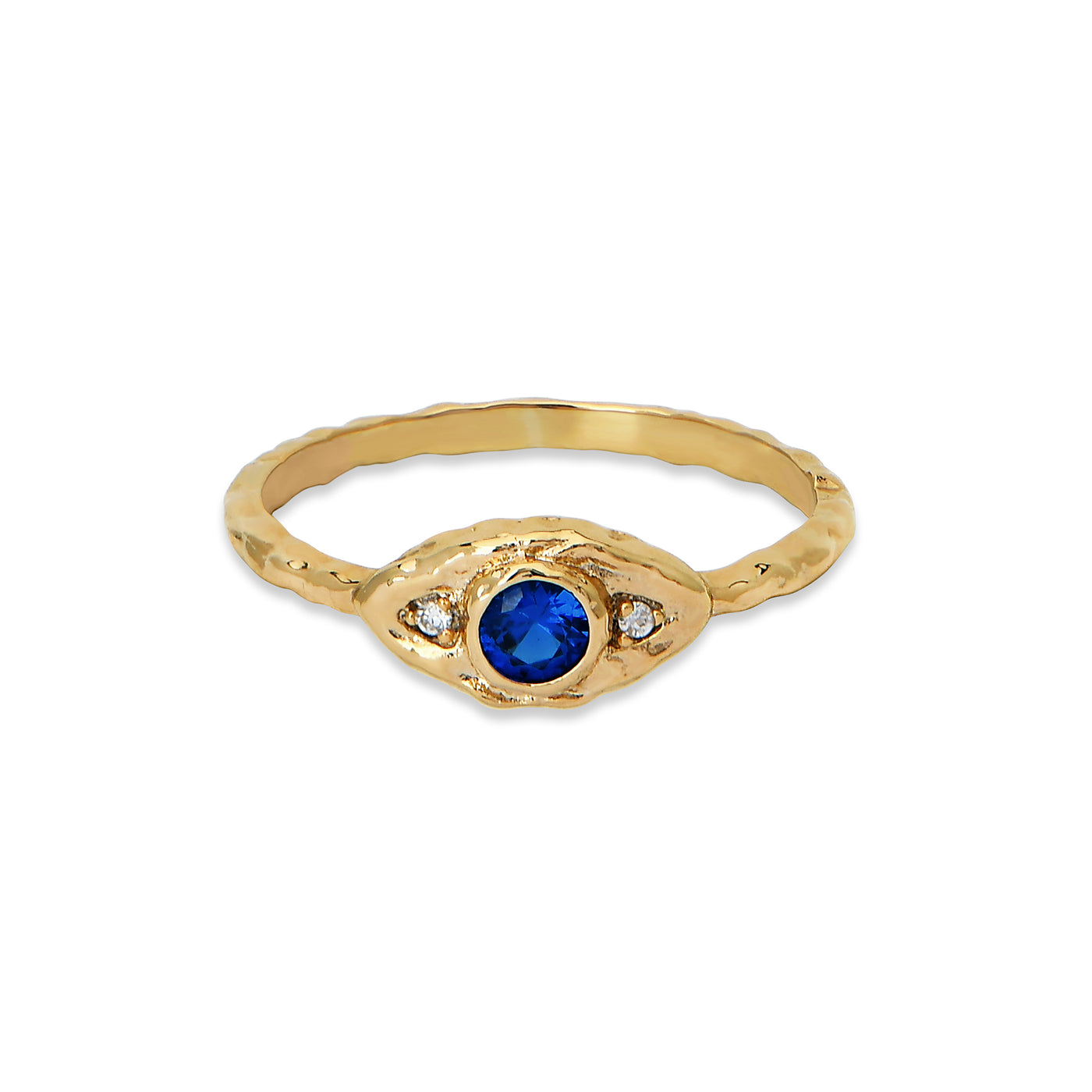 evil eye hammered molten gold ring, Rani & Co jewellery