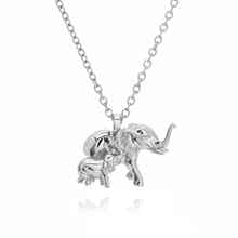 Meaningful silver necklace featuring elephant and baby design by Rani and Co womens jewellery