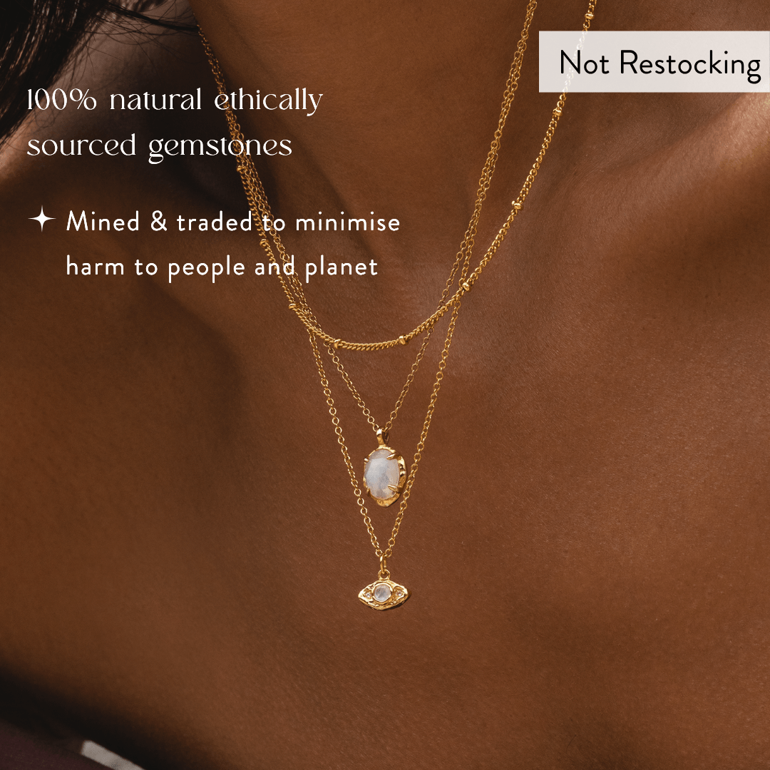Limited Edition Evil Eye Moonstone Necklace with ethically sourced natural moonstone gemstone.