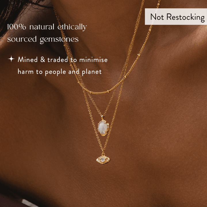 Limited Edition Evil Eye Moonstone Necklace with ethically sourced natural moonstone gemstone.