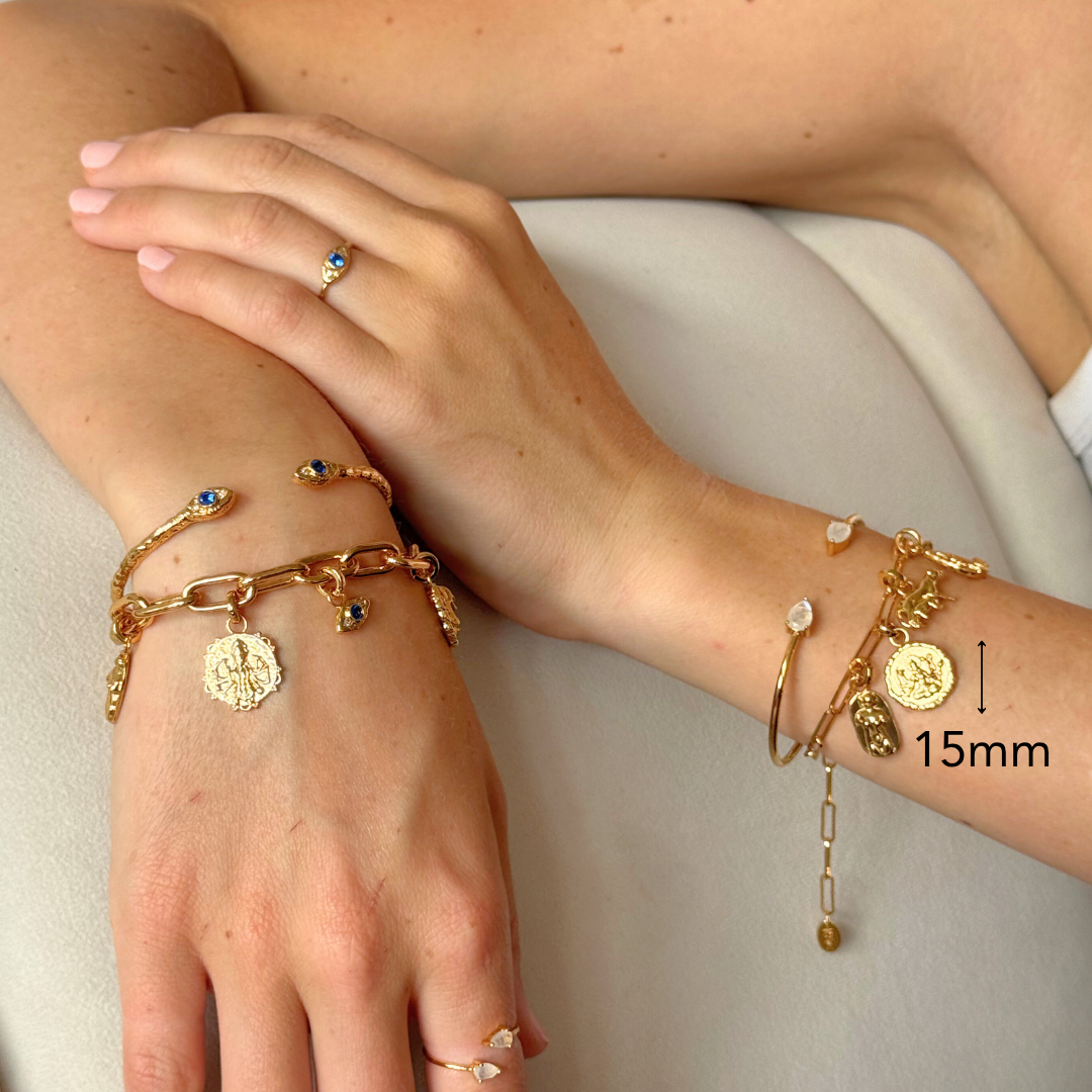 Mini goddess Durga charm in 18k gold plating for charm bracelets by Rani and Co