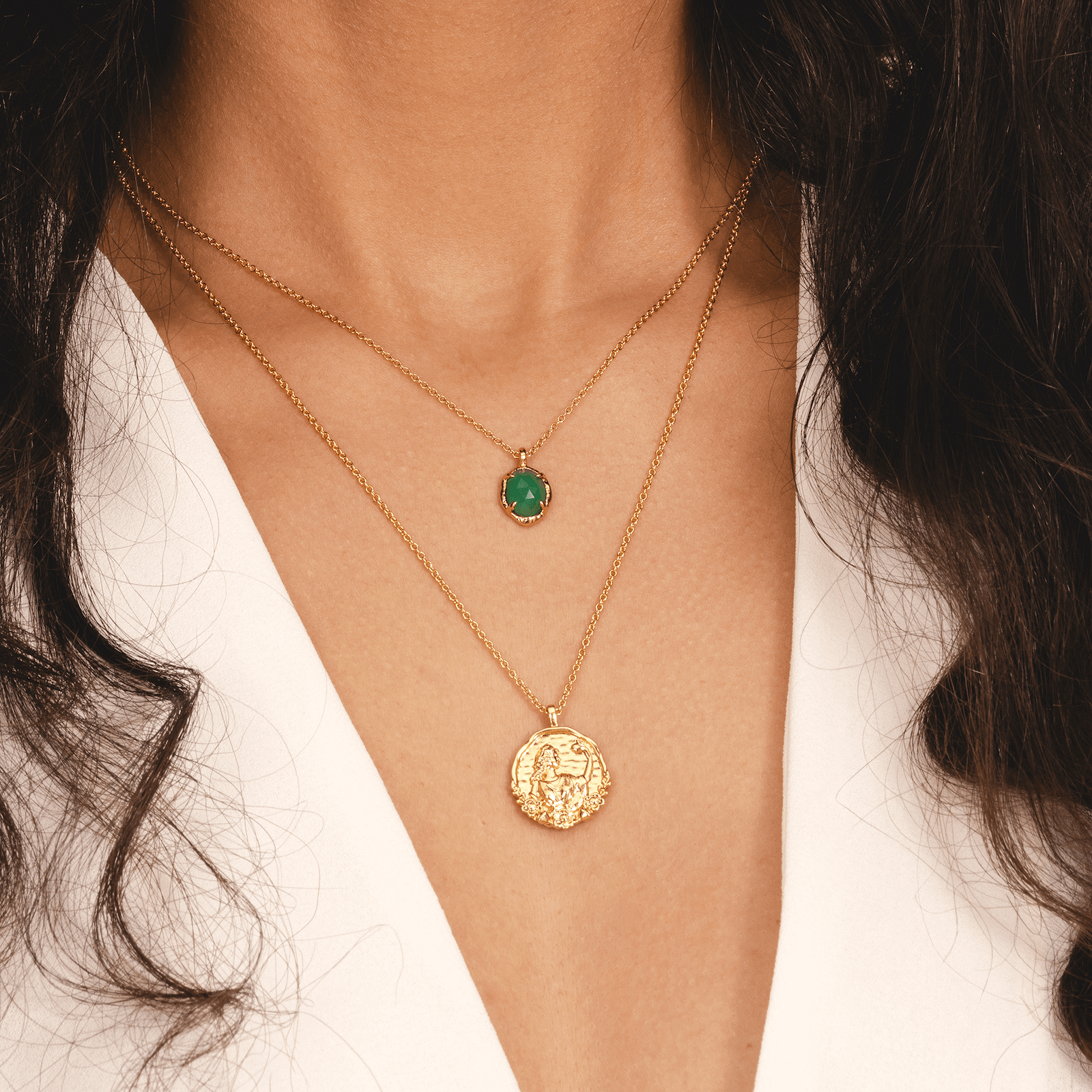 Goddess Persephone necklace in 18k gold plated with pendant by Rani and Co womens jewellery