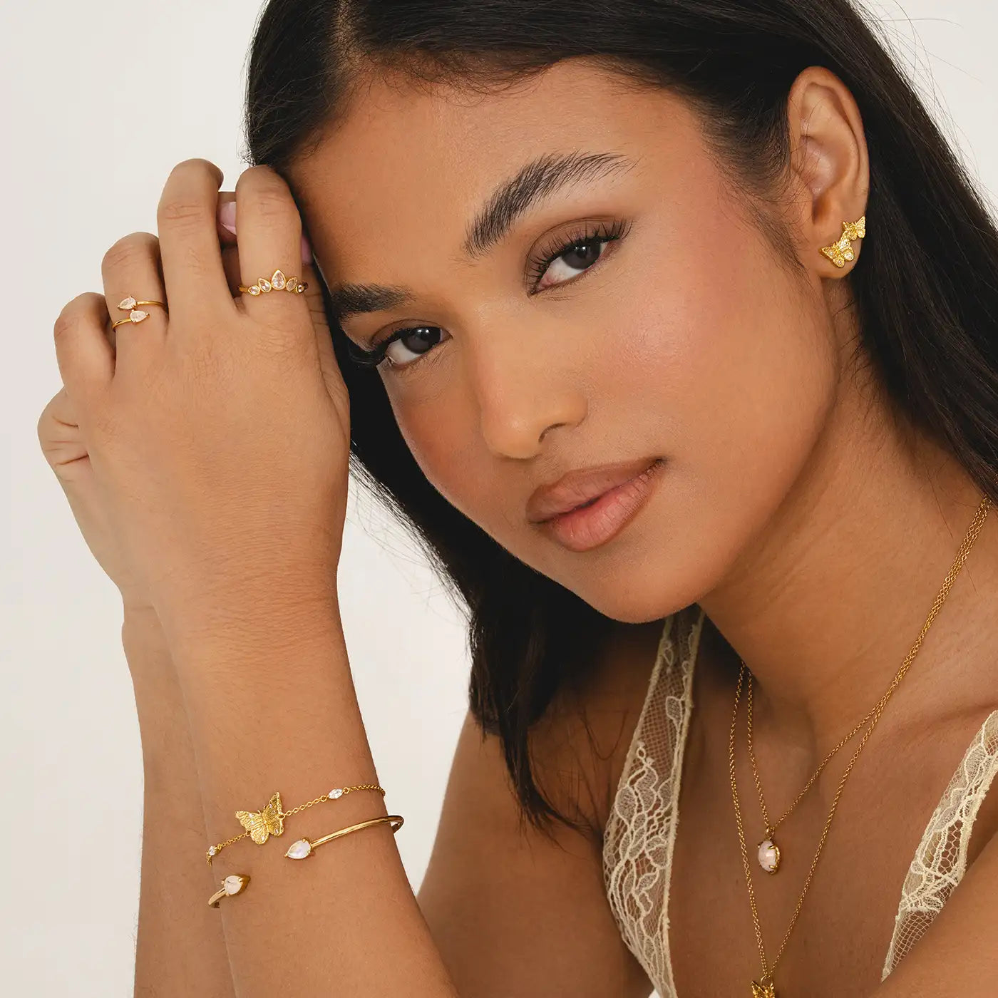 Women's gold butterfly charm bracelet, 12mm butterfly pendant, hypoallergenic gift jewellery