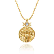 Gold pendant necklace featuring Greek goddess Hecate with moonstone by Rani and Co womens jewellery