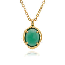Gold pendant necklace with vibrant green onyx gemstone in 18k plated finish by Rani and Co womens jewellery