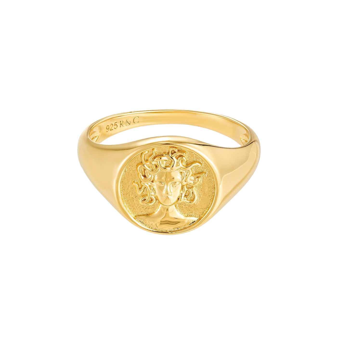 gold medusa signet ring, rani and co jewellery