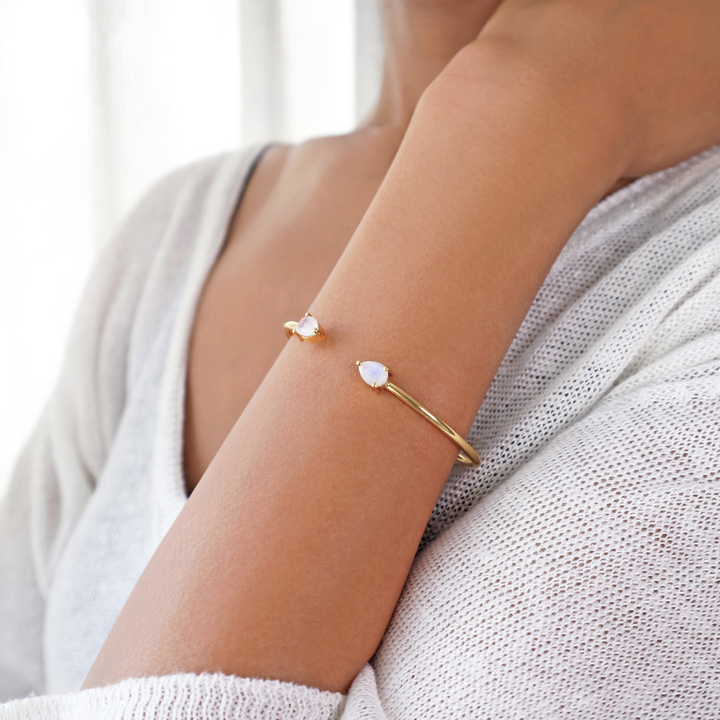 Moonstone Teardrop Cuff Bracelet (Sample)