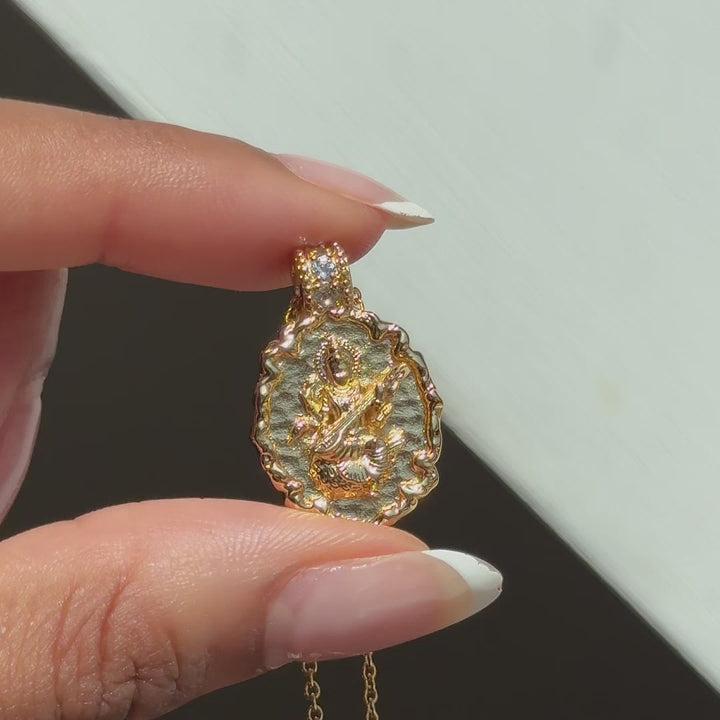 Goddess Saraswati Blue Topaz Necklace (Limited Edition)