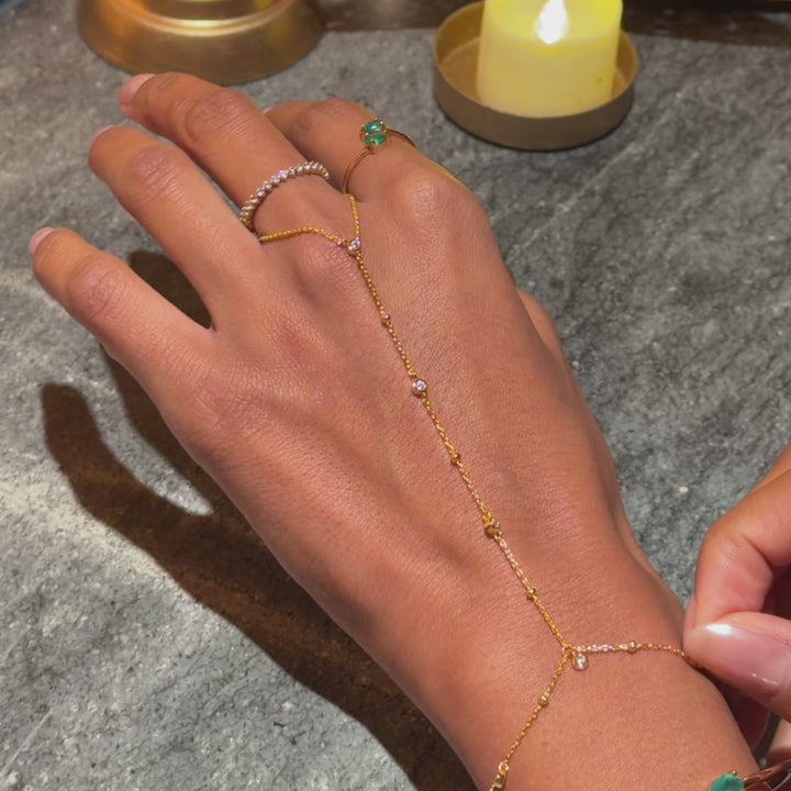 Tara Scattered Crystal Hand Chain