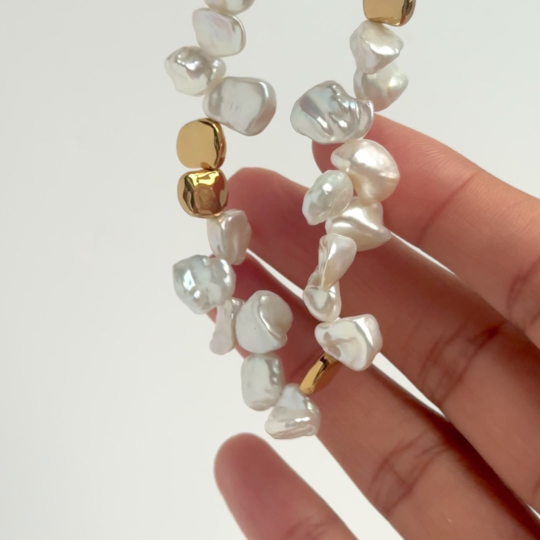 Keshi Pearl Molten Gold Necklace (Sample)