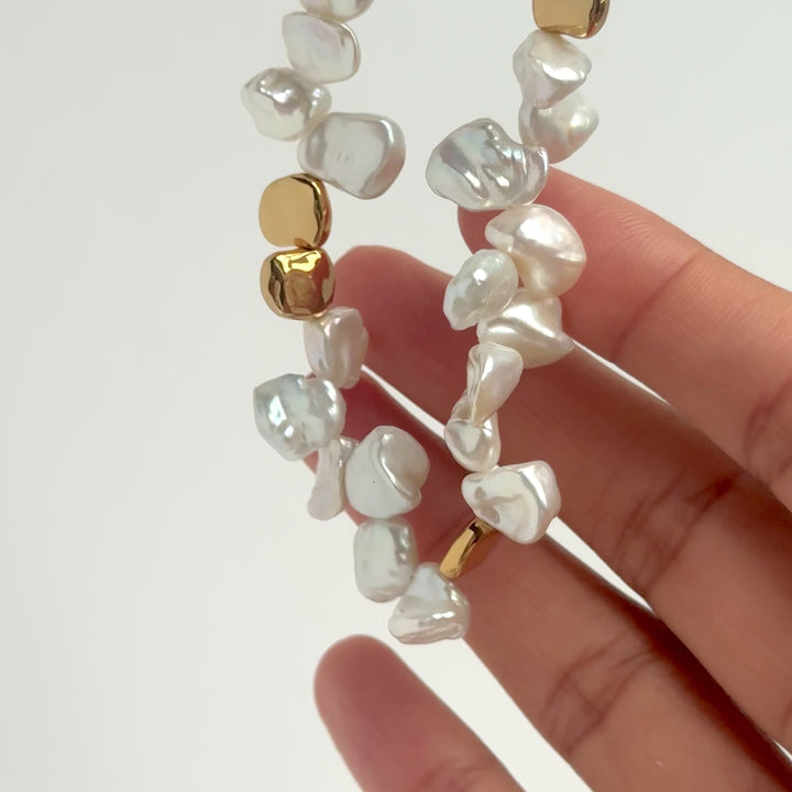 Keshi Pearl Molten Gold Necklace (Sample)