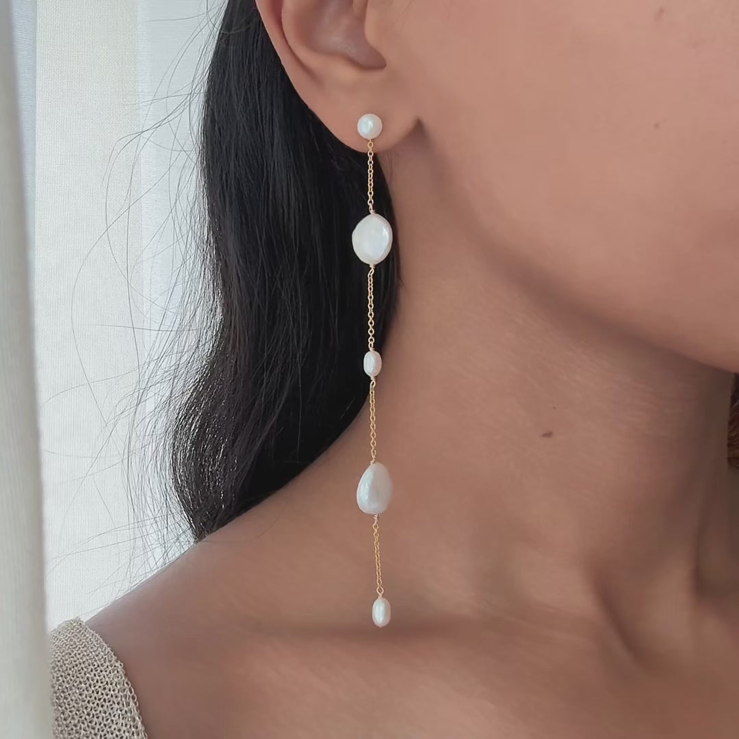 Long Pearl Drop Earrings (Sample)