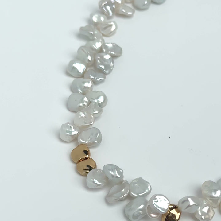 Keshi Pearl Molten Gold Necklace (Sample)