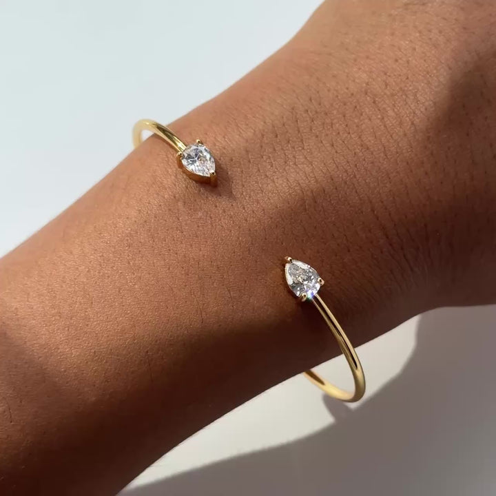 Cubic Zirconia Teardrop Cuff Bracelet (Sample)