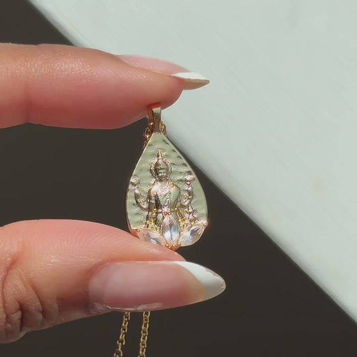 Goddess Lakshmi Rose Quartz Necklace (Limited Edition)