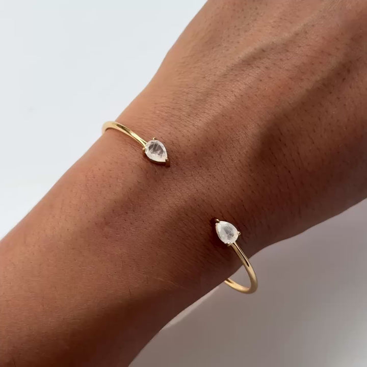 Moonstone Teardrop Cuff Bracelet (Sample)