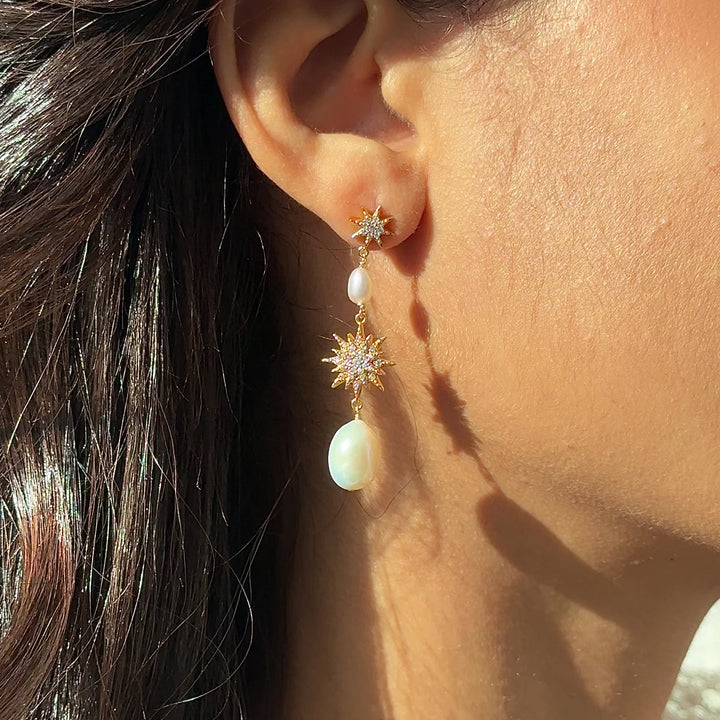 Pearl Star Earrings