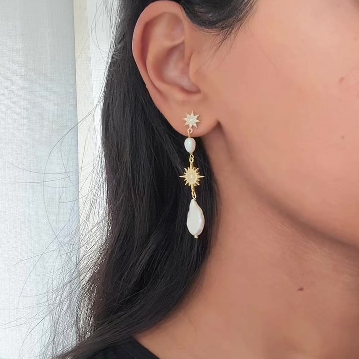 Pearl Star Earrings (Sample)
