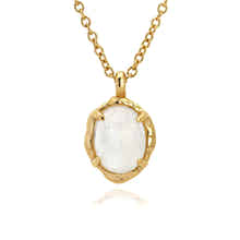 Gold necklace for women featuring a radiant moonstone pendant in 18k plated finish by Rani and Co