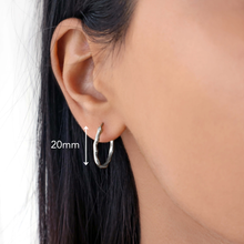Hoop earrings silver with irregular shape – delicate thin hoops, stylish womens jewellery by Rani and Co