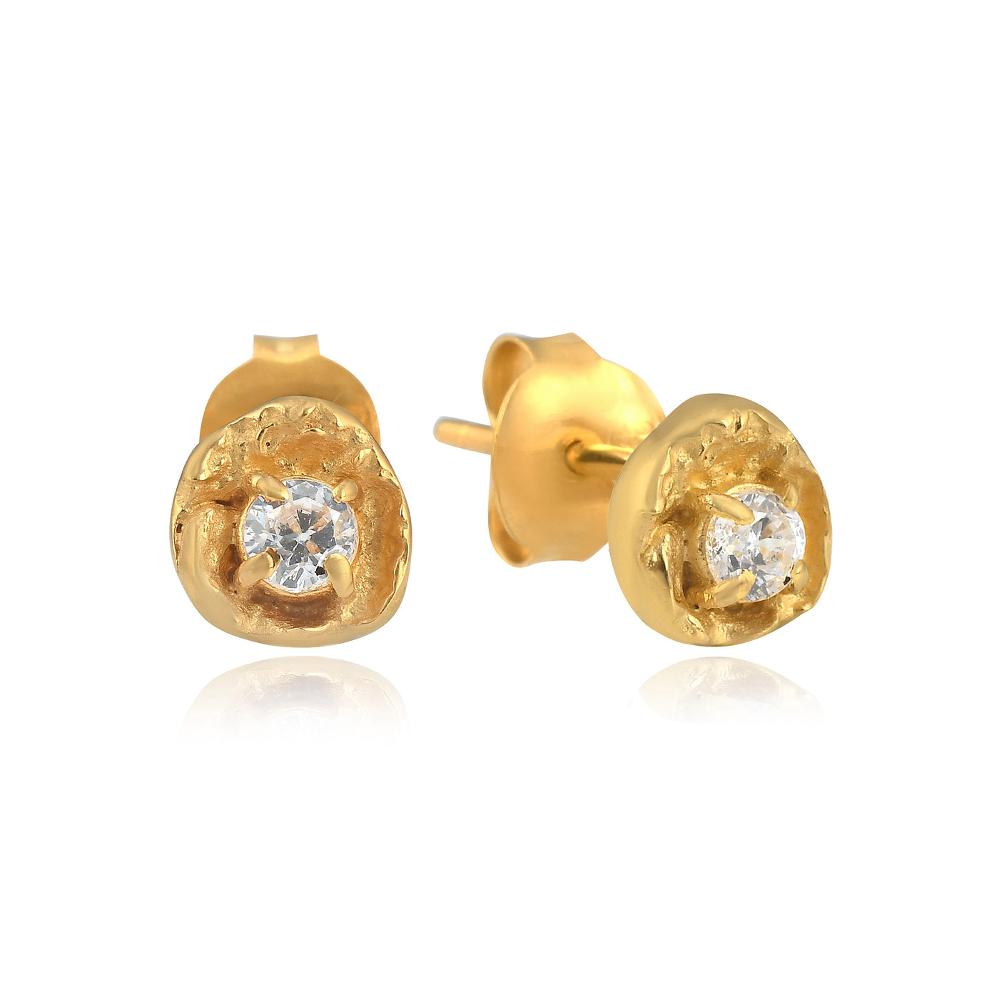April cubic zirconia crystal diamond birthstone gold stud earrings, Rani & Co.