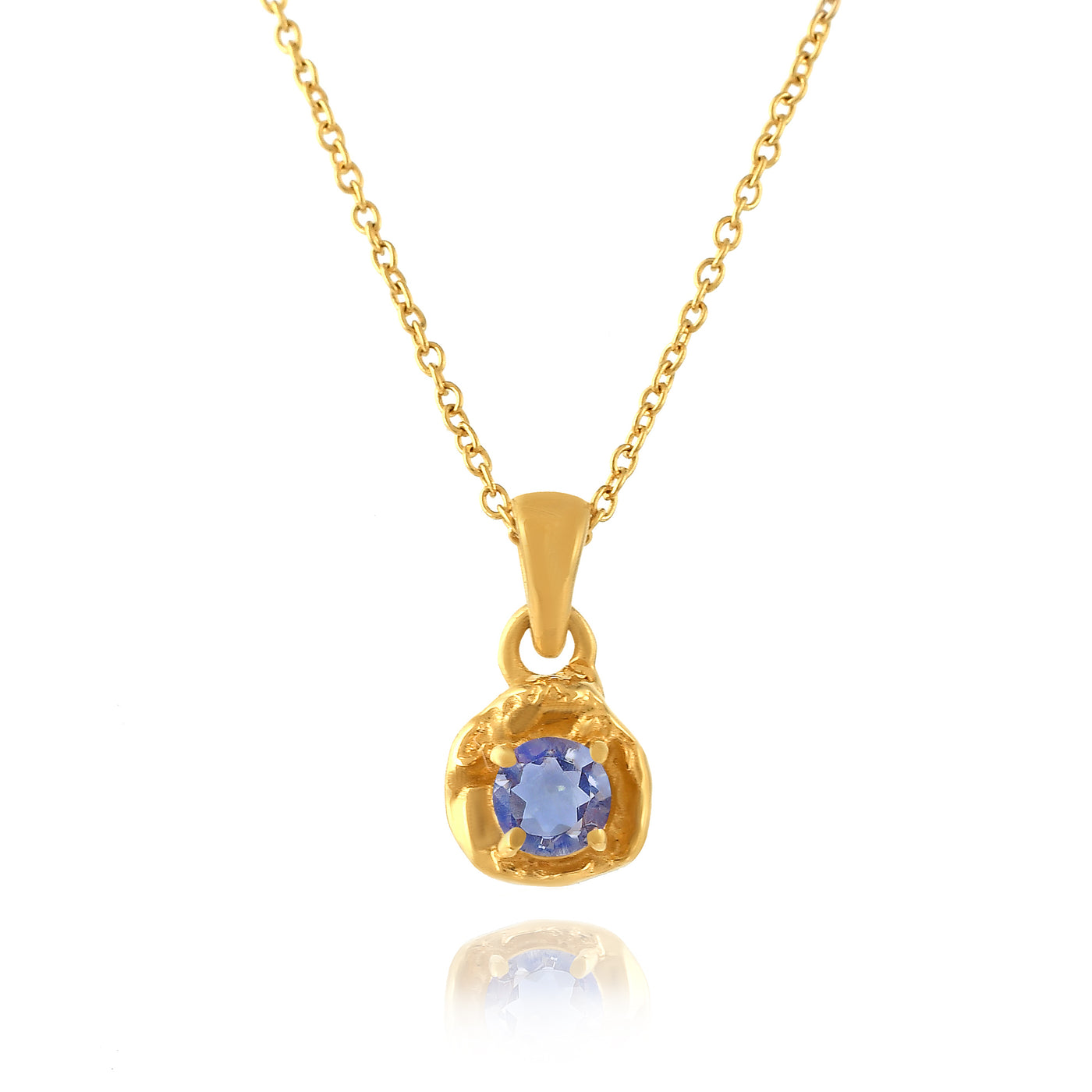 December tanzanite birthstone gold necklace, Rani & Co. jewellery uk