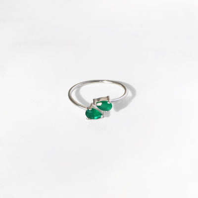 Green Onyx Teardrop Ring (Silver)