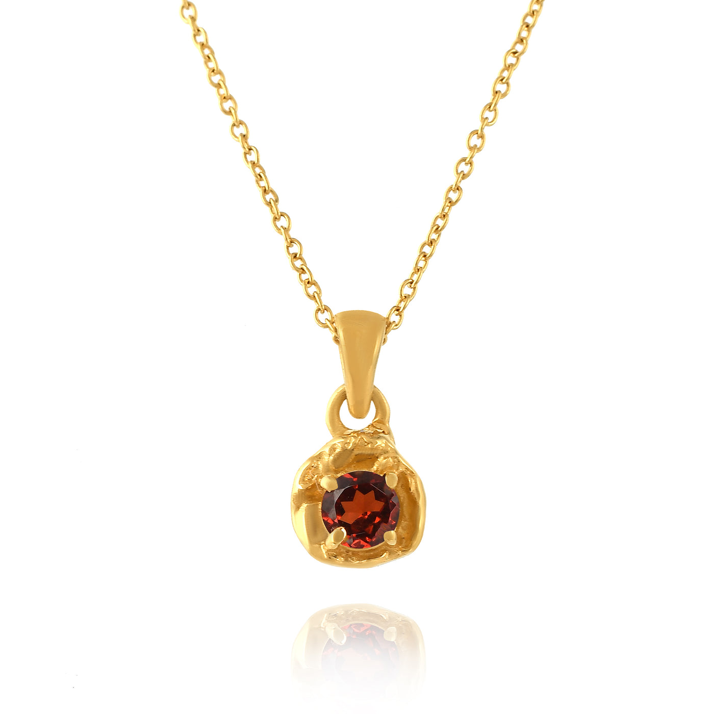 January garnet birthstone gold organic pendant necklace, Rani & Co. jewellery