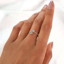 Elegant adjustable ring with labradorite gemstone jewellery in silver by Rani and Co