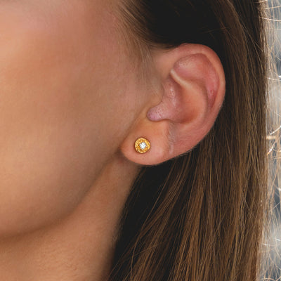 March aquamarine birthstone gold stud earrings,Rani & Co.