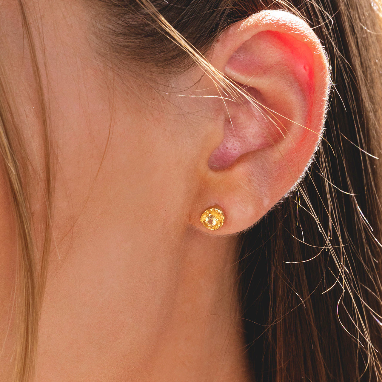 November citrine birthstone gold stud earrings, Rani & Co.