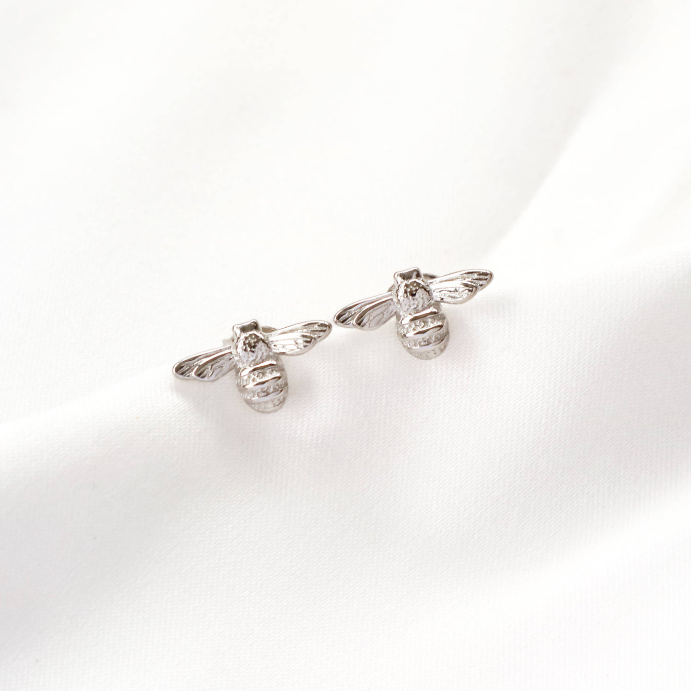 Queen bumble bee silver stud earrings, Rani & Co. jewellery