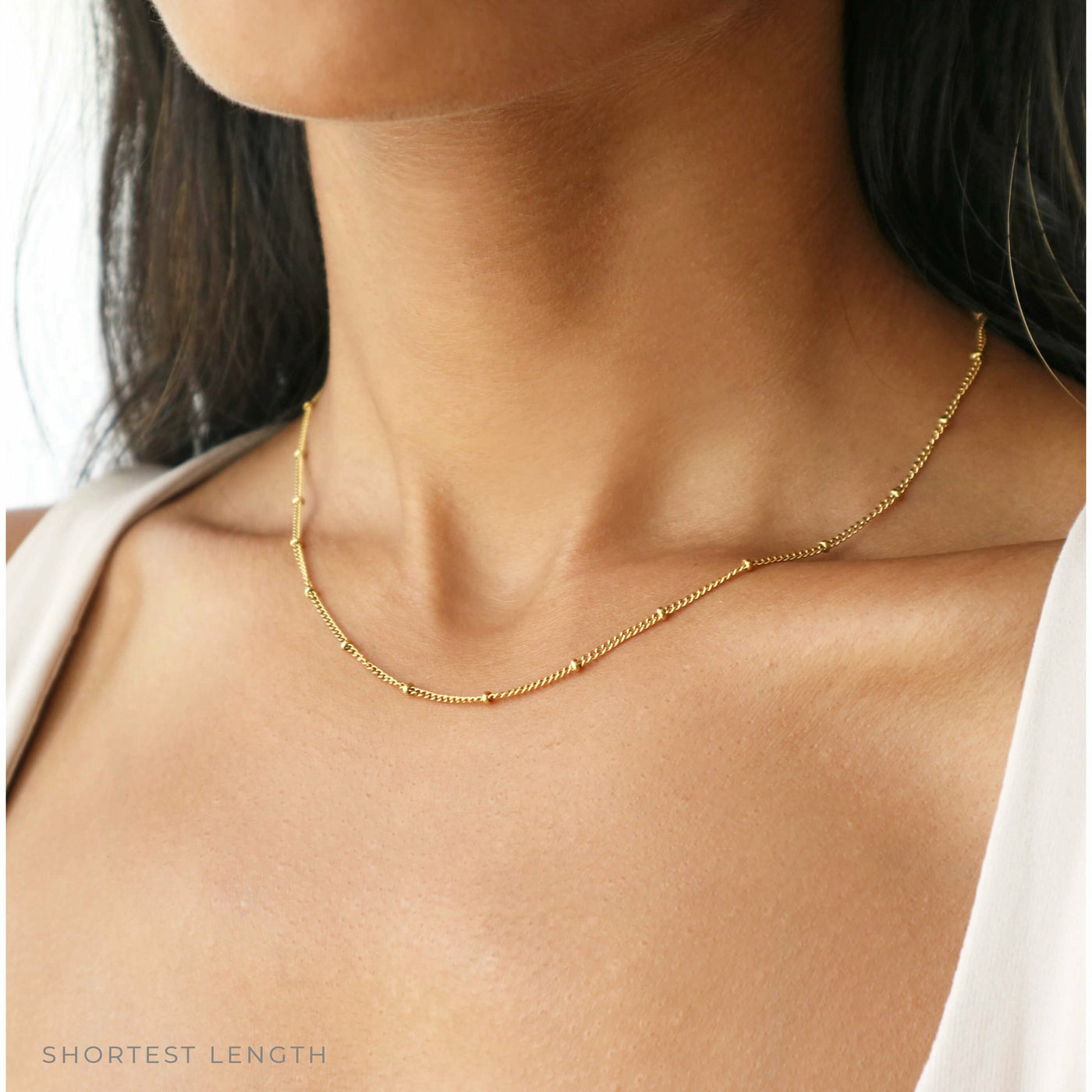  Minimal Gold satellite short chain necklace, Rani & Co. Jewellery