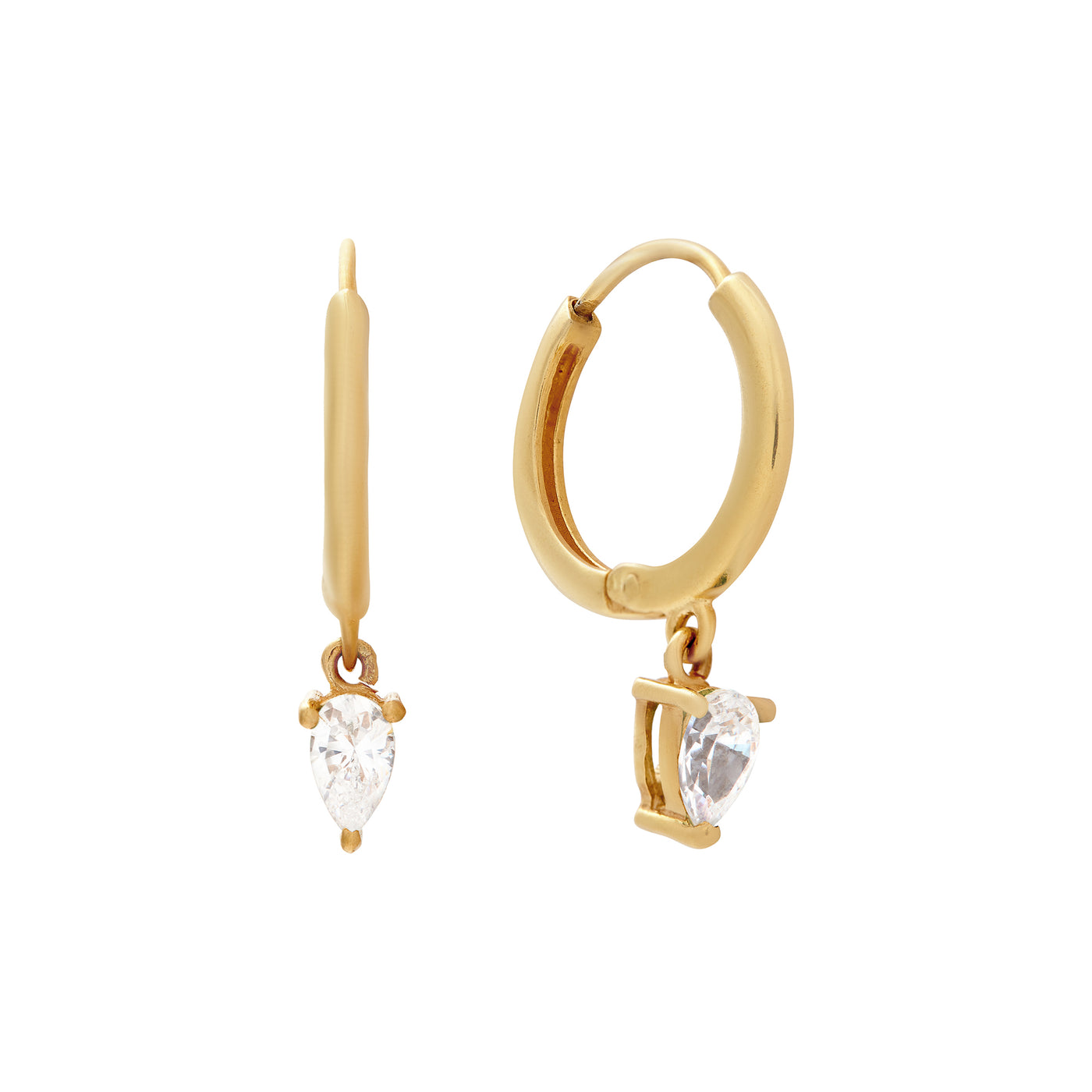 Cubic Zirconia Charm Hoop Earrings (Gold)