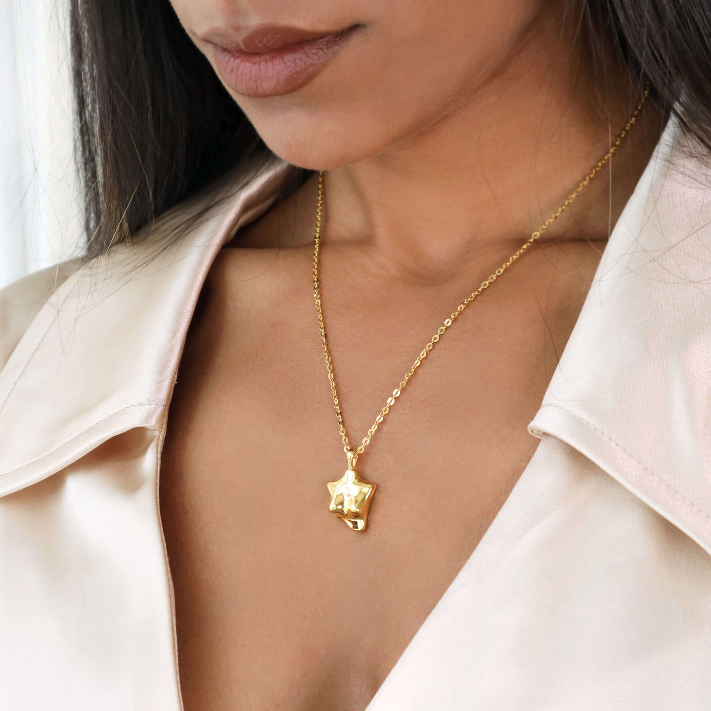 Female woman body gold pendant necklace, Rani & Co. jewellery uk