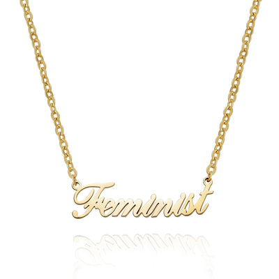 Feminist Script Necklace (Gold)