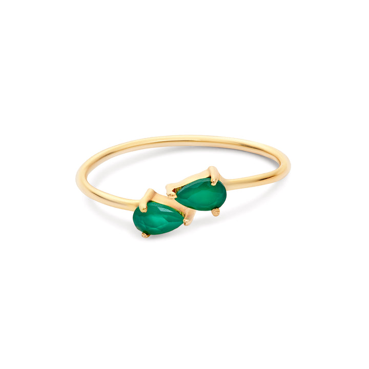 dainty 18k gold-plated ring with green onyx stones. Adjustable fit, perfect gift for strength & confidence.