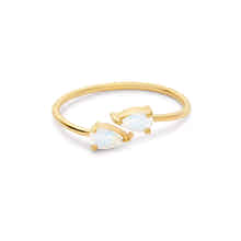 Adjustable 18k gold ring with moonstone teardrop for women by Rani and Co