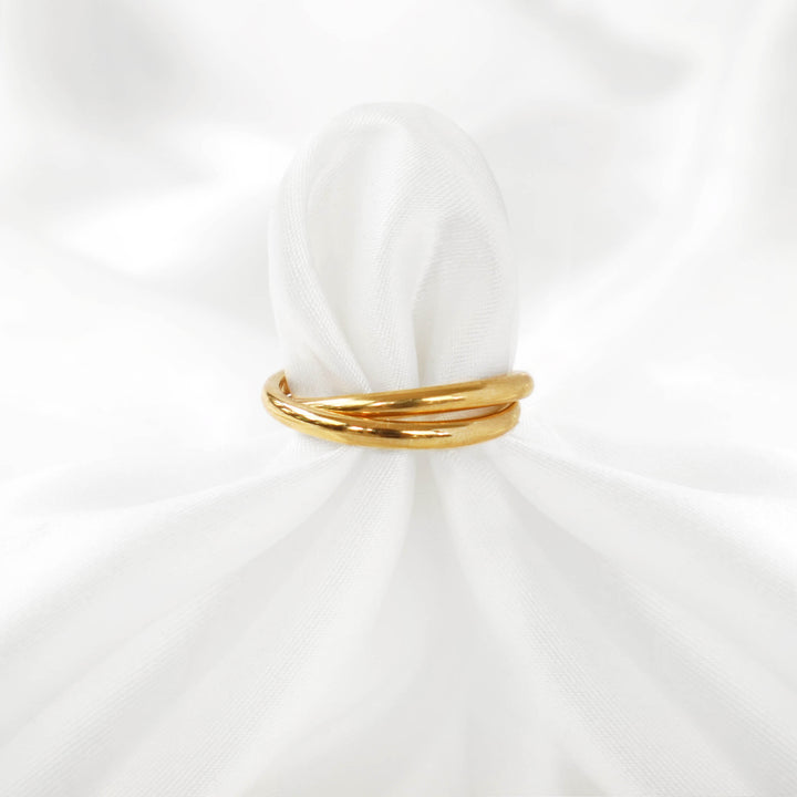 Gold interlocked rings, waterproof, Rani & Co. jewellery