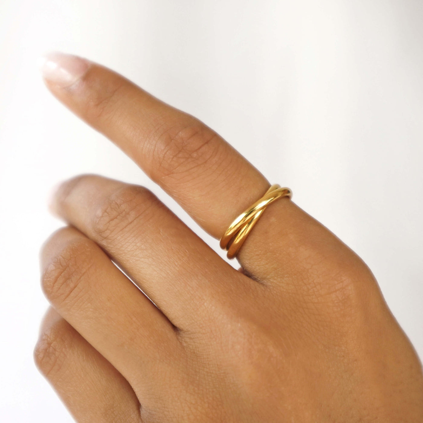 Gold interlocked rings, waterproof & sweatproof , Rani & Co. jewellery