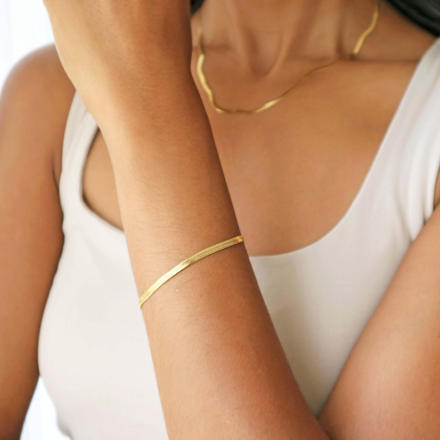 Gold Snake Chain Bracelet waterproof, Rani & Co.
