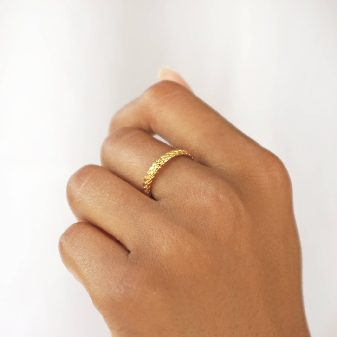Gold textured woven ring, waterproof ring, Rani & Co. jewellery