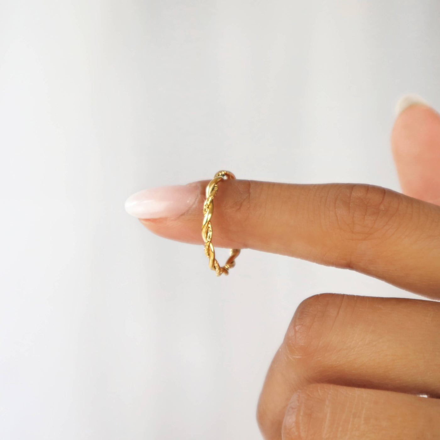 Gold twist ring, waterproof ring, Rani & Co. jewellery