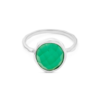 Irregular Green Onyx Ring (Silver)
