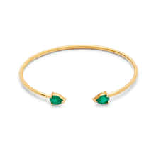 Green onyx gemstone gold cuff bangle – adjustable bracelet for women, 18k gold plated jewellery by Rani and Co